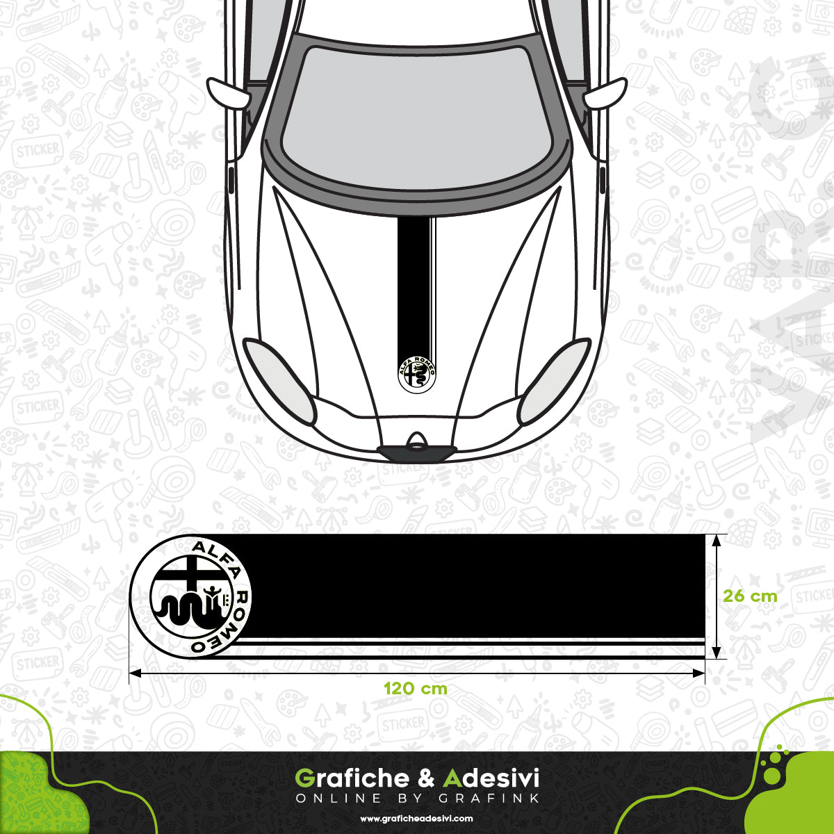 Alfa Romeo - Fascia Striscia Cofano