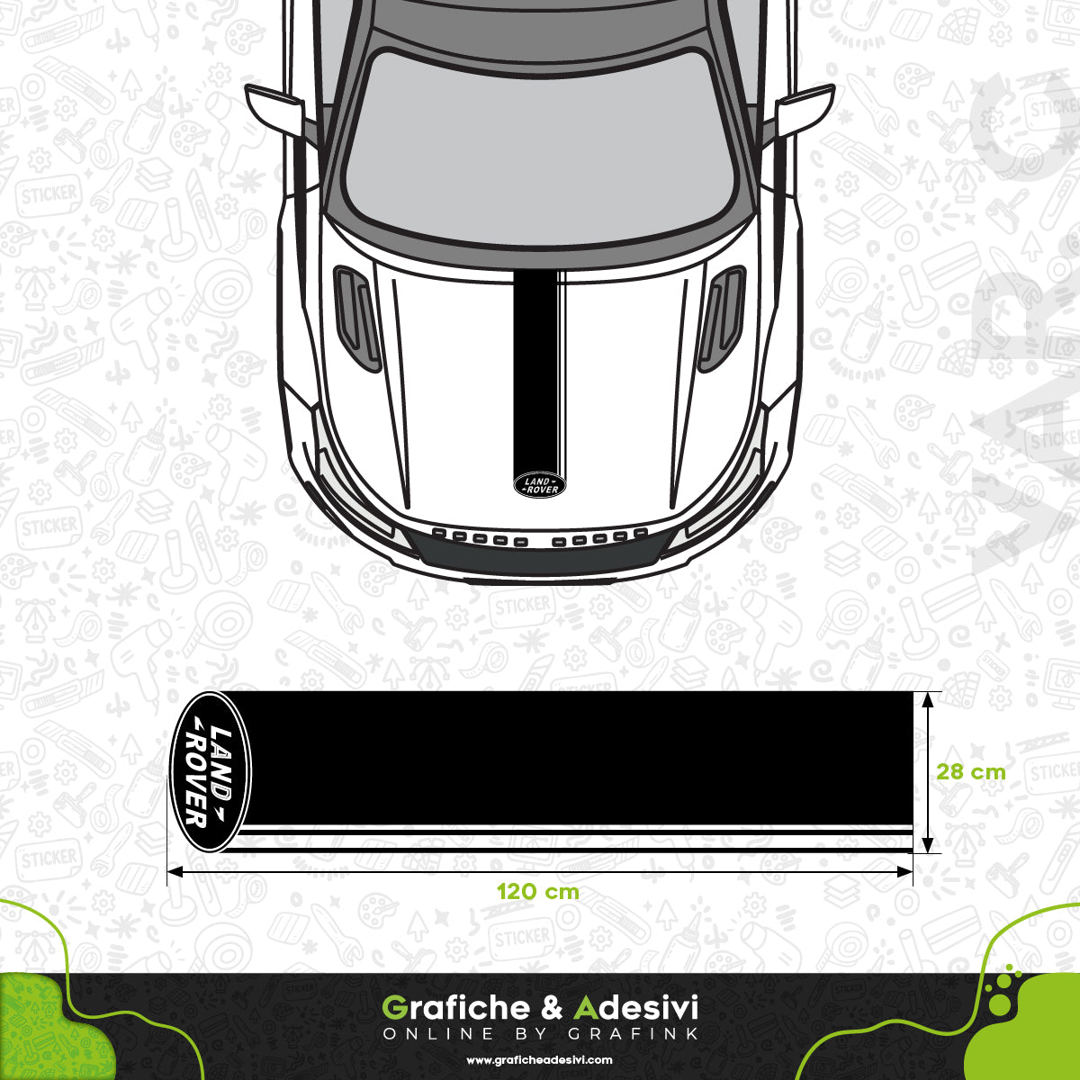 Land Rover - Fascia Striscia Cofano