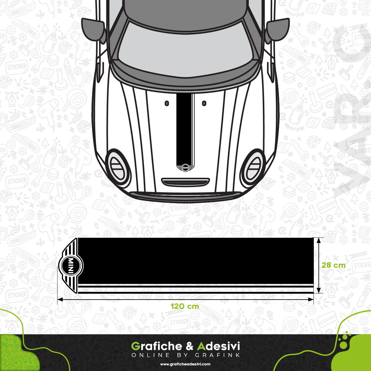 Mini - Fascia Striscia Cofano