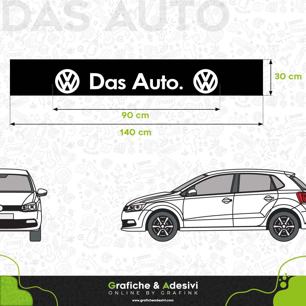 Fascia Adesiva Striscia Parasole - VW Volkswagen Das Auto