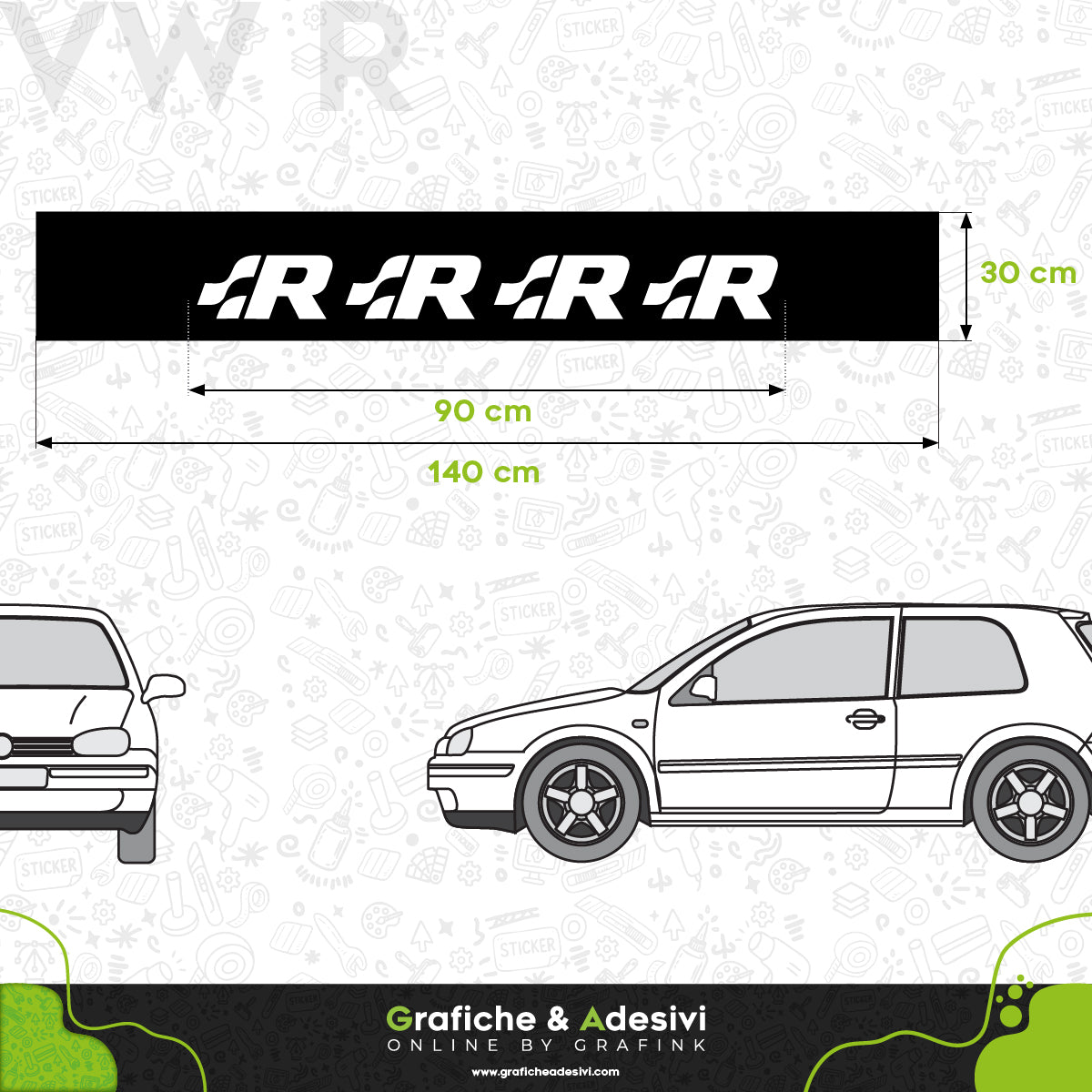 Fascia Adesiva Striscia Parasole - VW Volkswagen R Vintage