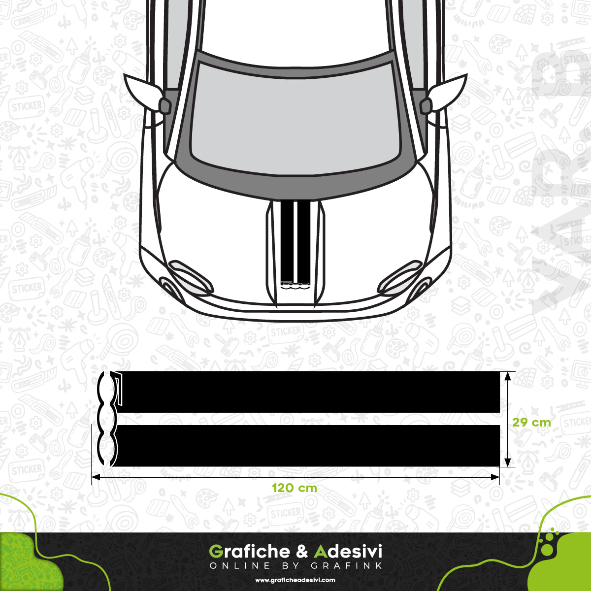 Fiat 500 - Fascia Striscia Cofano