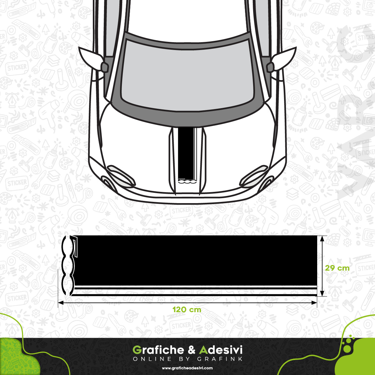 Fiat 500 - Fascia Striscia Cofano