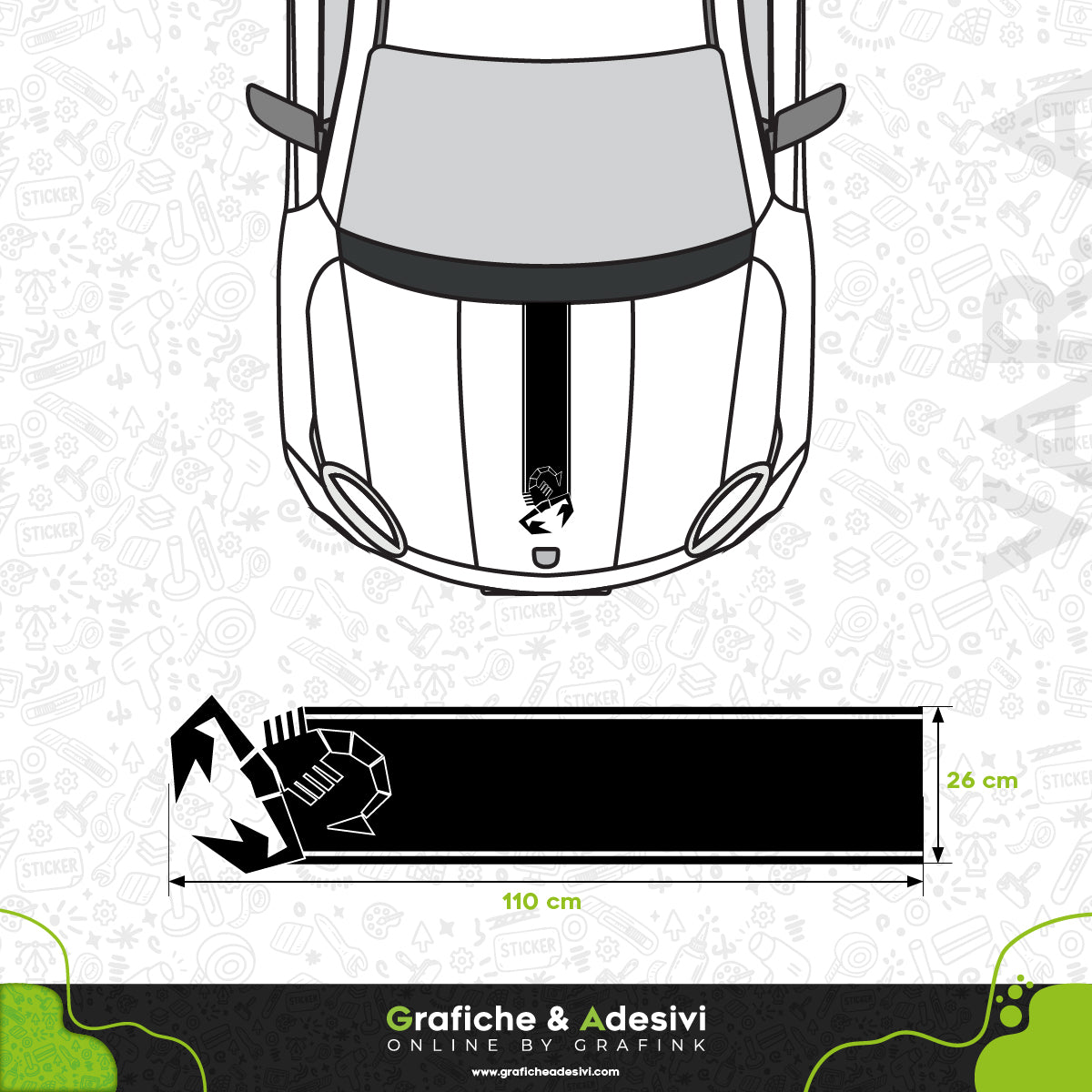 Fiat Abarth - Fascia Striscia Cofano