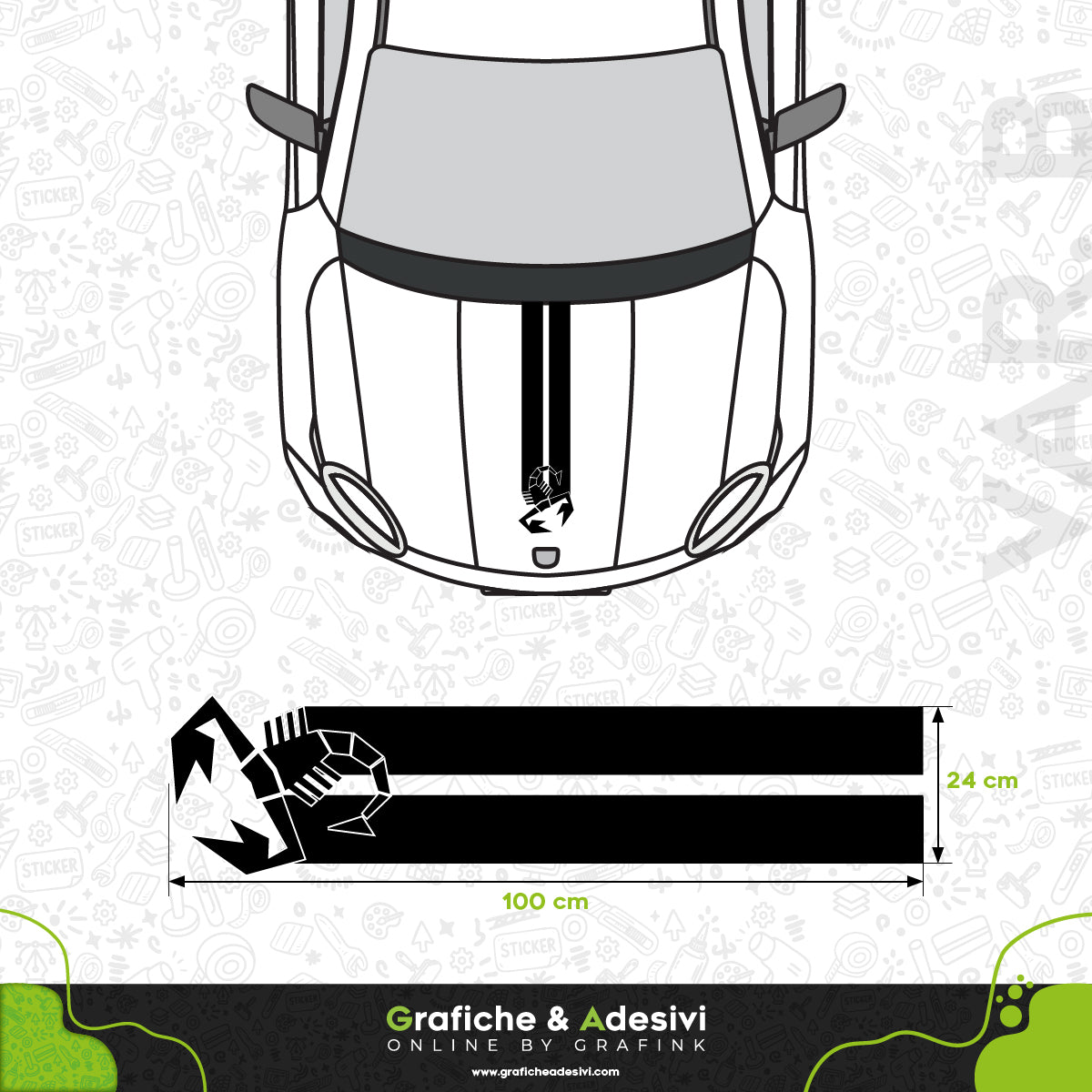 Fiat Abarth - Fascia Striscia Cofano