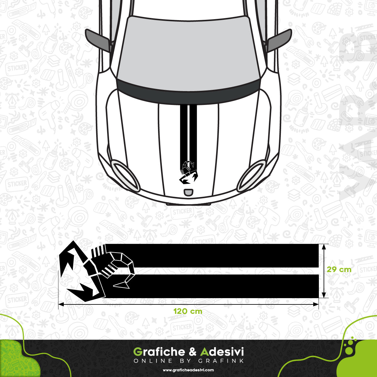Fiat Abarth - Fascia Striscia Cofano