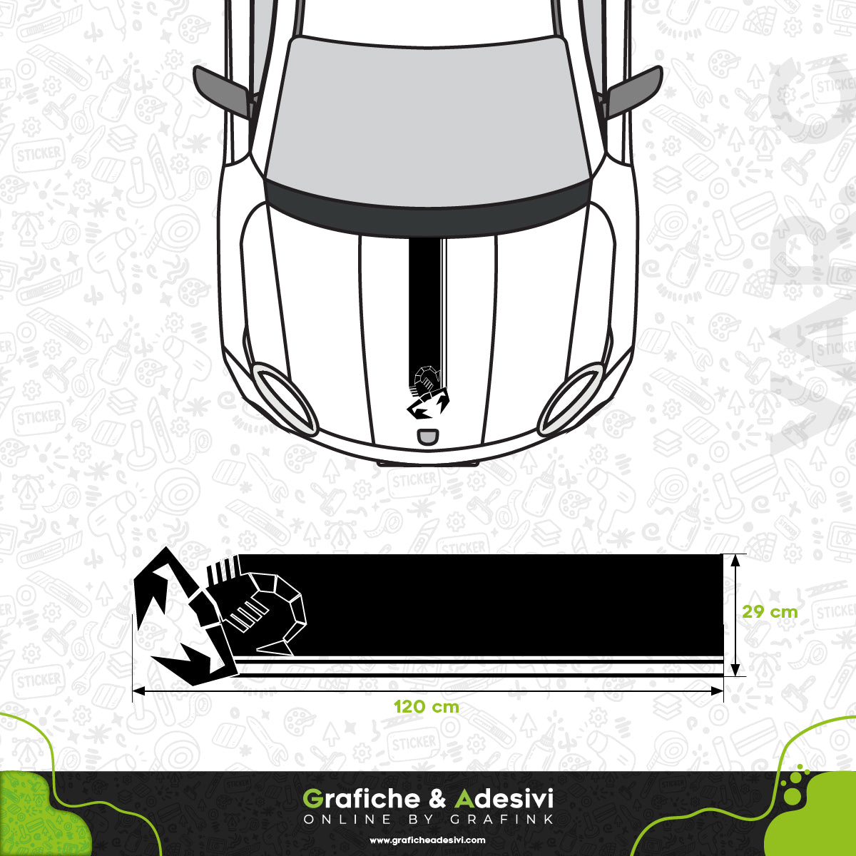Fiat Abarth - Fascia Striscia Cofano