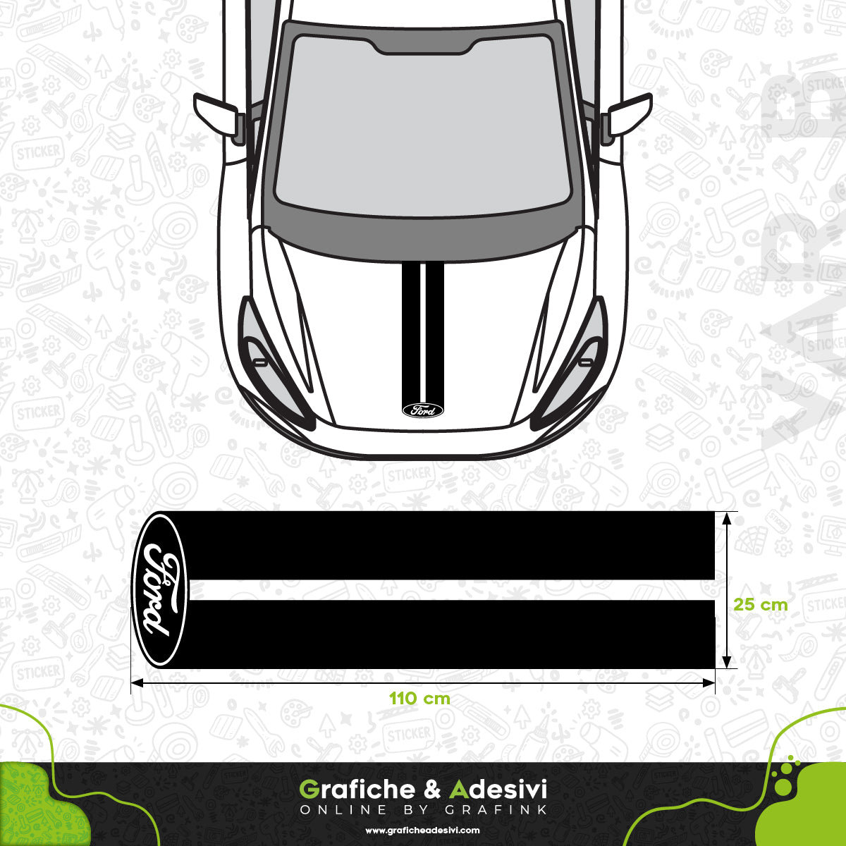 Ford Classic - Fascia Striscia Cofano