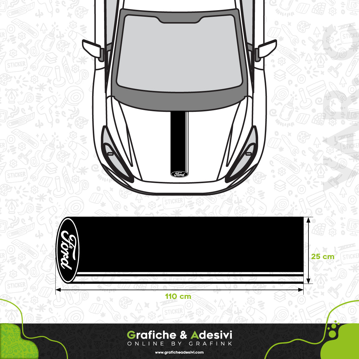 Ford Classic - Fascia Striscia Cofano