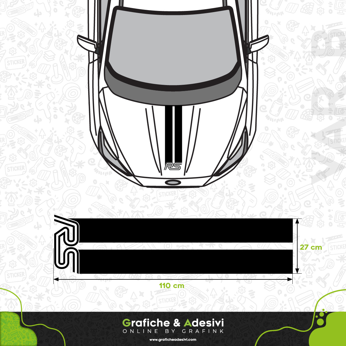 Ford RS - Fascia Striscia Cofano