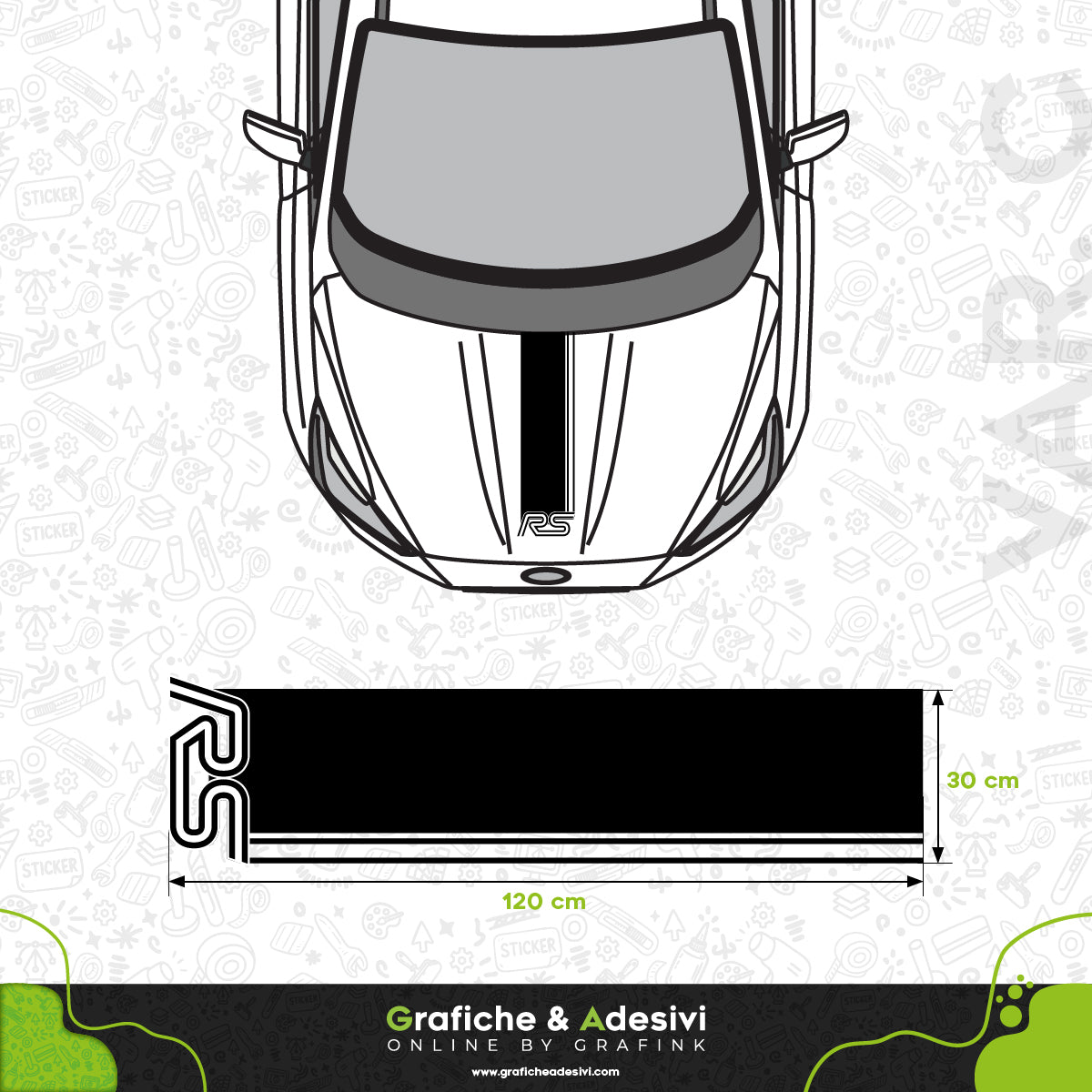 Ford RS - Fascia Striscia Cofano