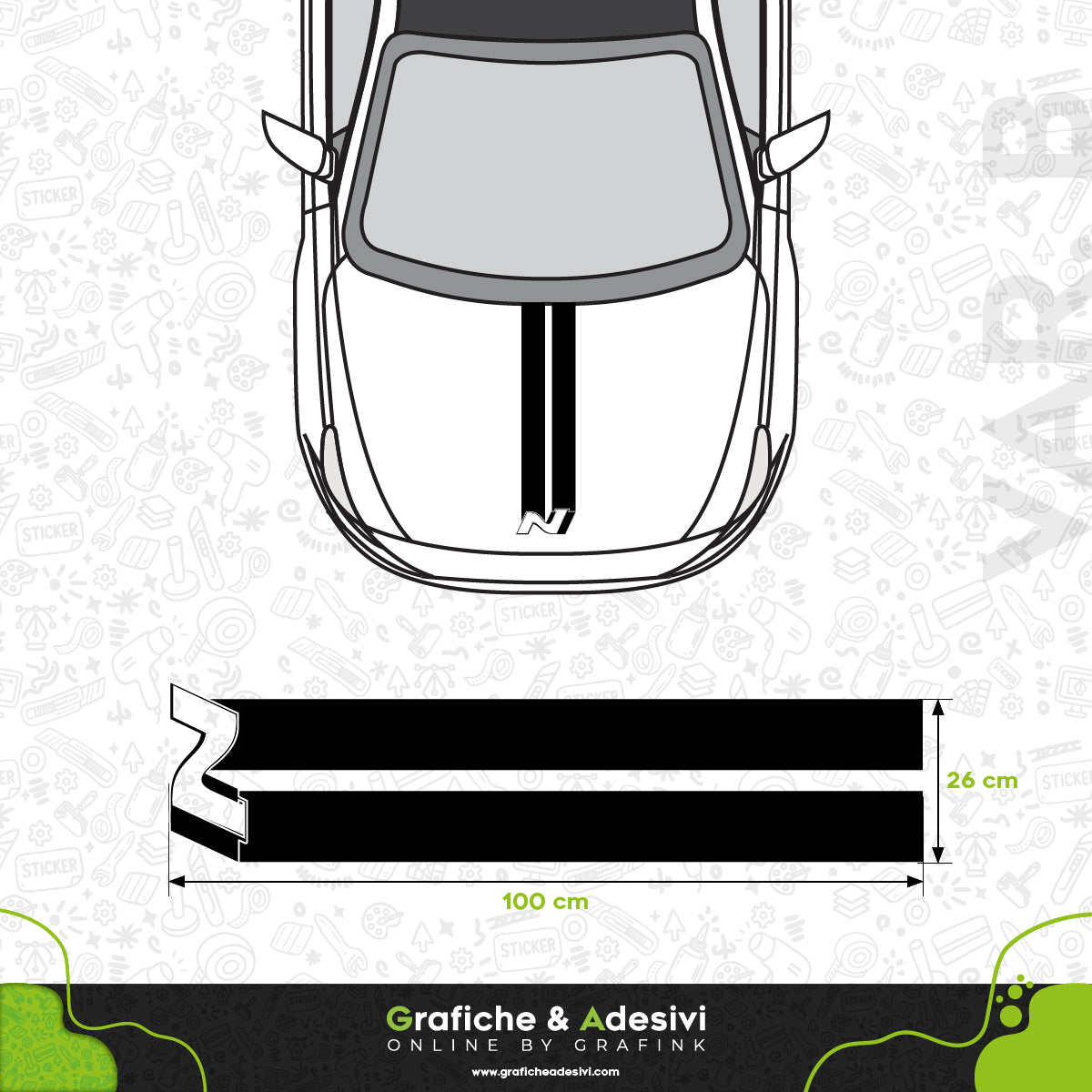 Hyundai N Sport - Fascia Striscia Cofano