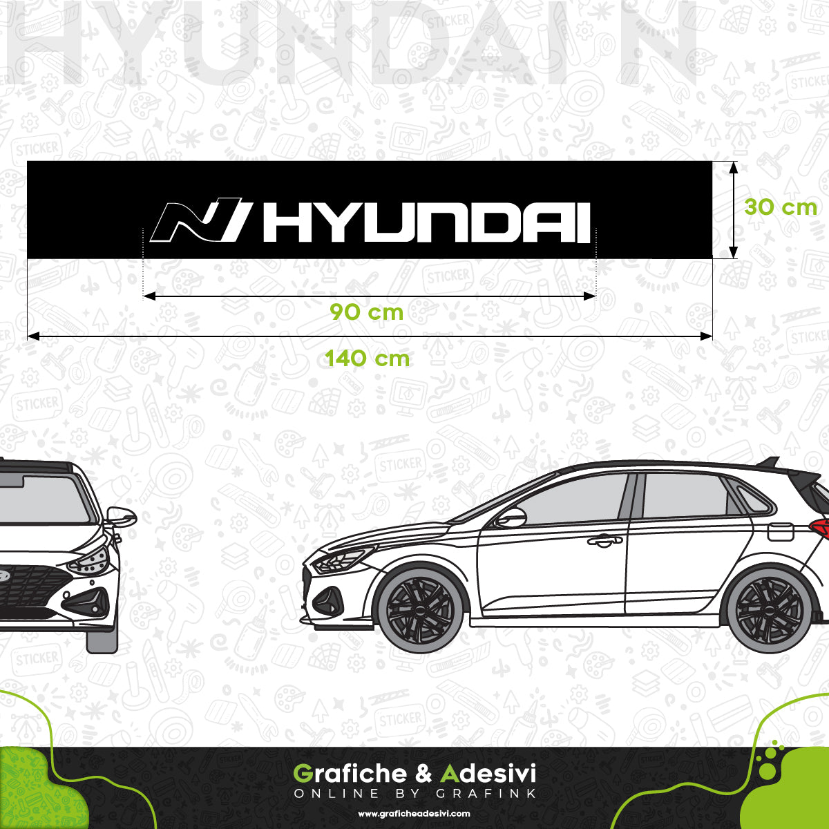 Fascia Adesiva Striscia Parasole - Hyundai N Sport