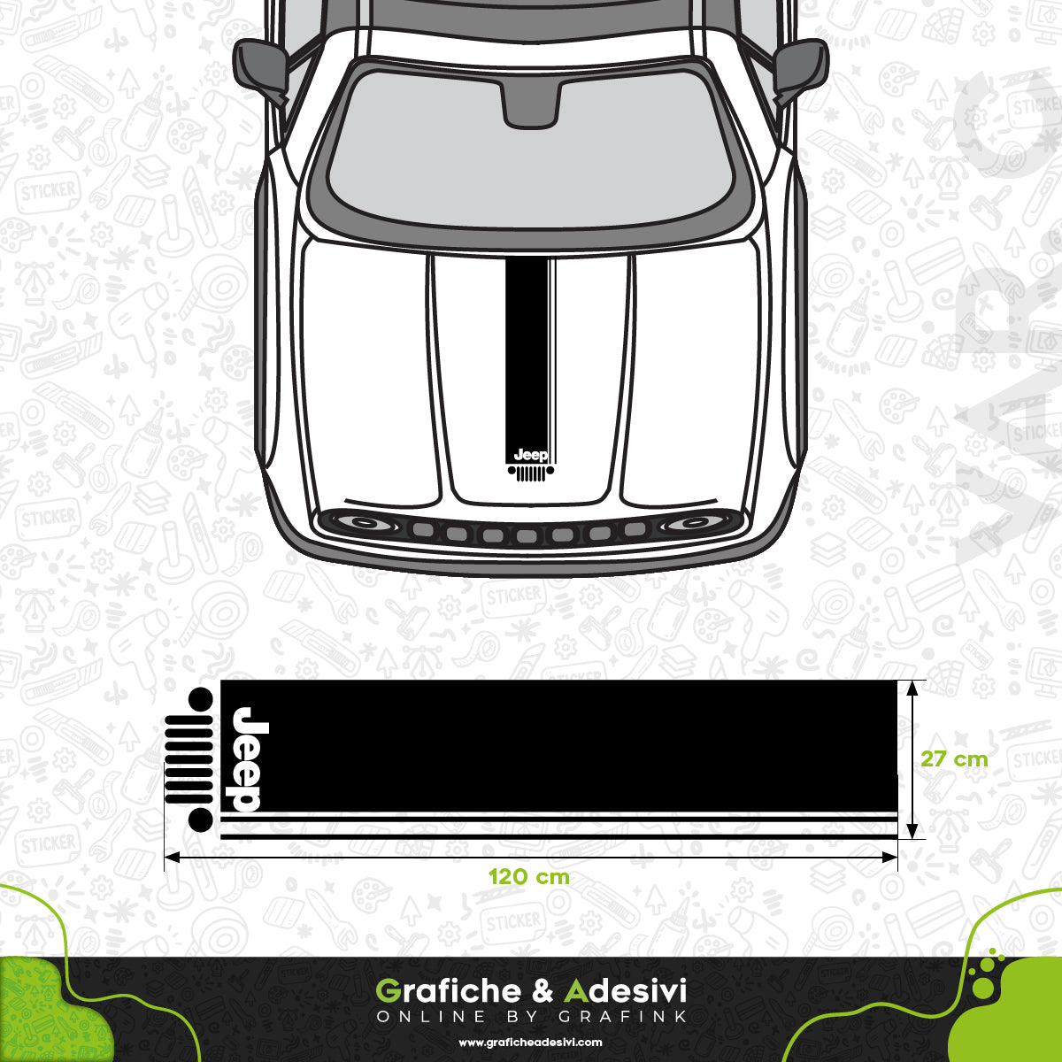 Jeep - Fascia Striscia Cofano