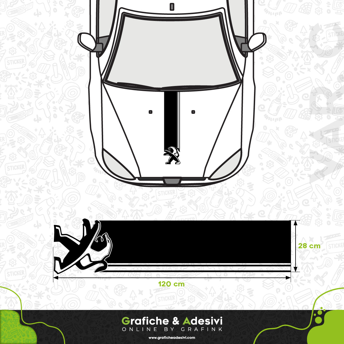 Peugeot - Fascia Striscia Cofano
