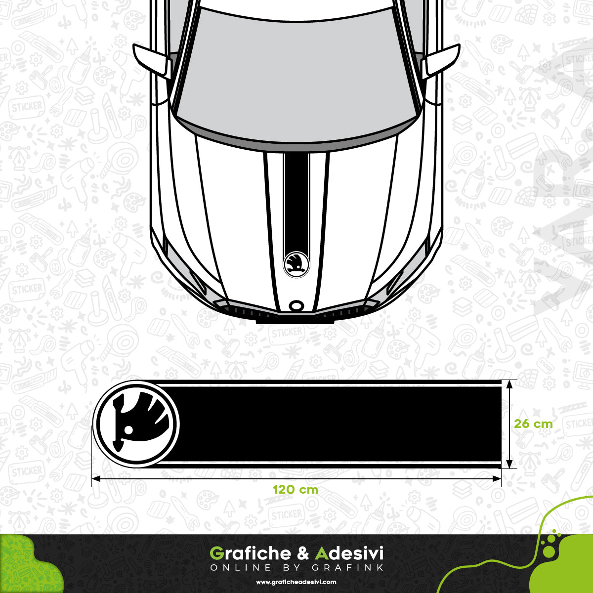 Skoda - Fascia Striscia Cofano