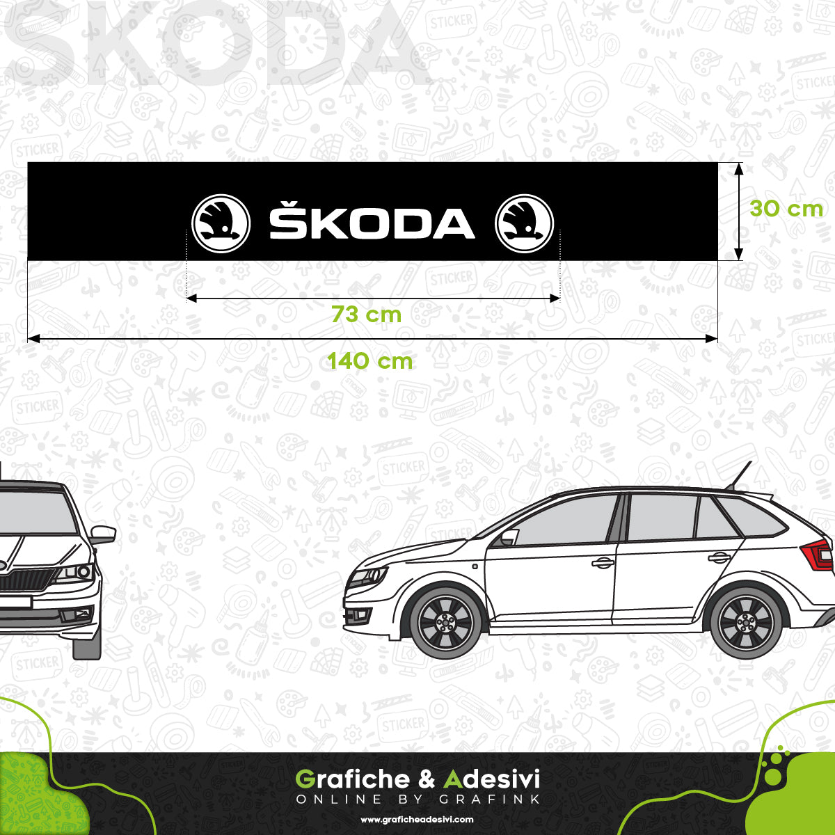 Fascia Adesiva Striscia Parasole - Skoda Classico Vintage