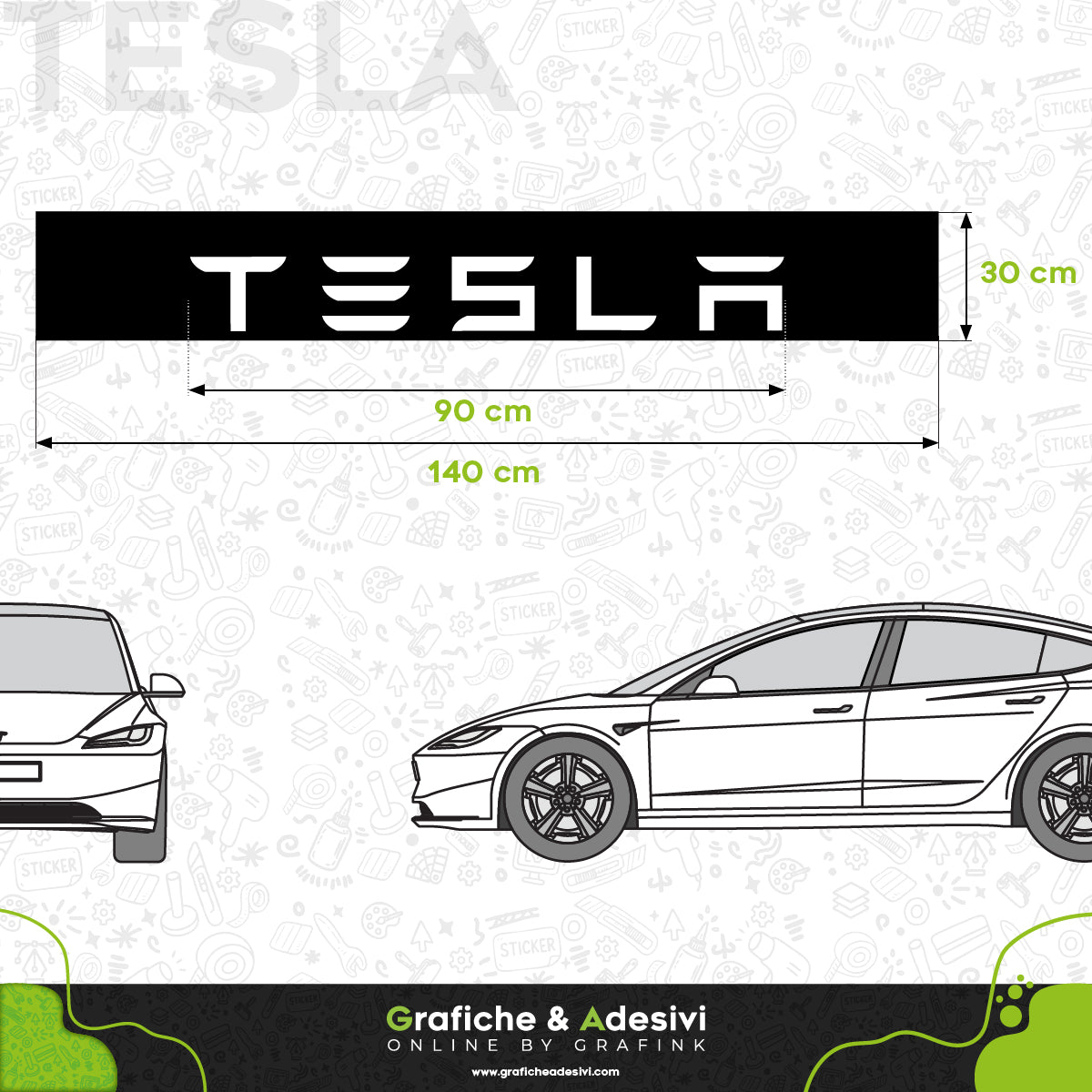 Fascia Adesiva Striscia Parasole - Tesla (no logo)