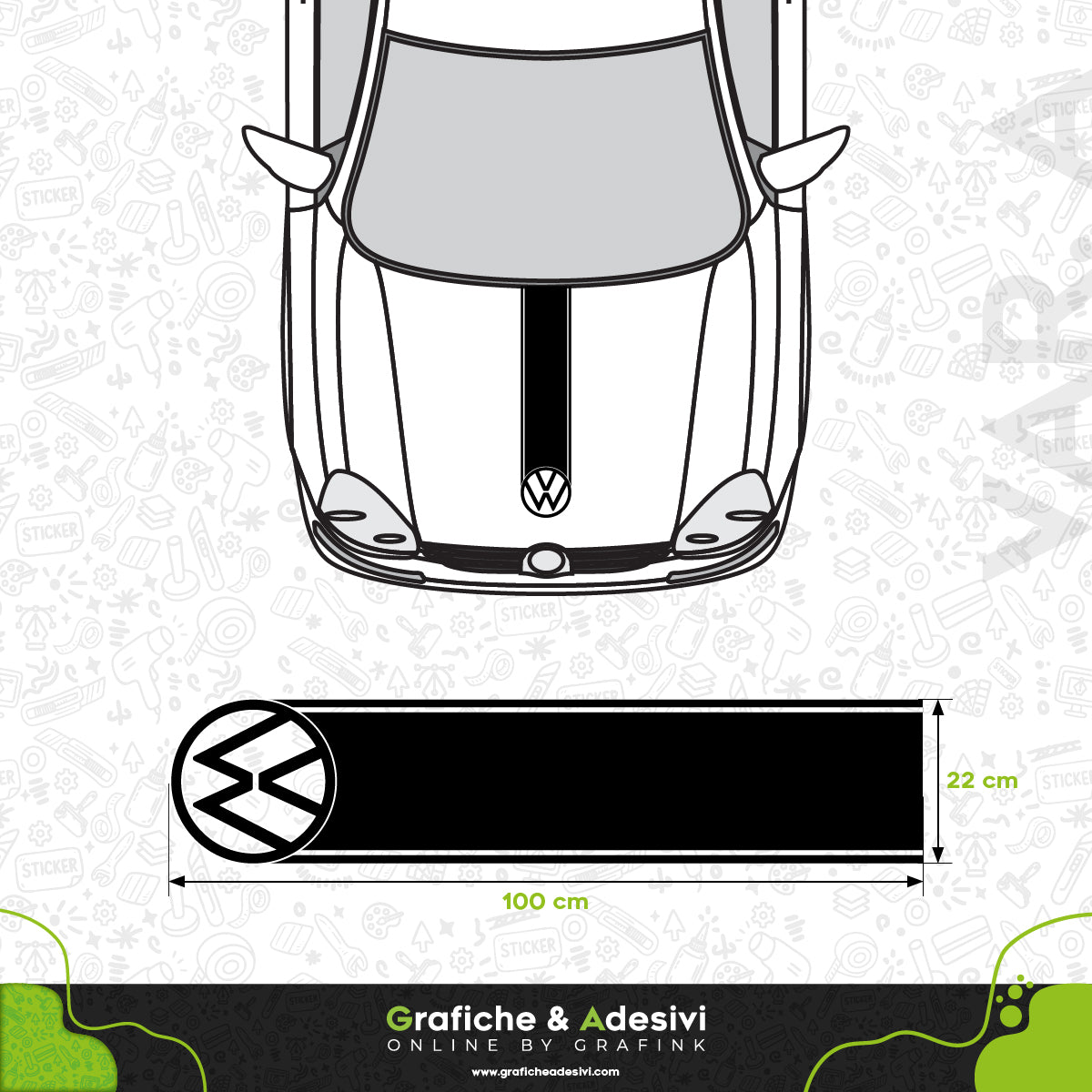 Volkswagen VW - Fascia Striscia Cofano