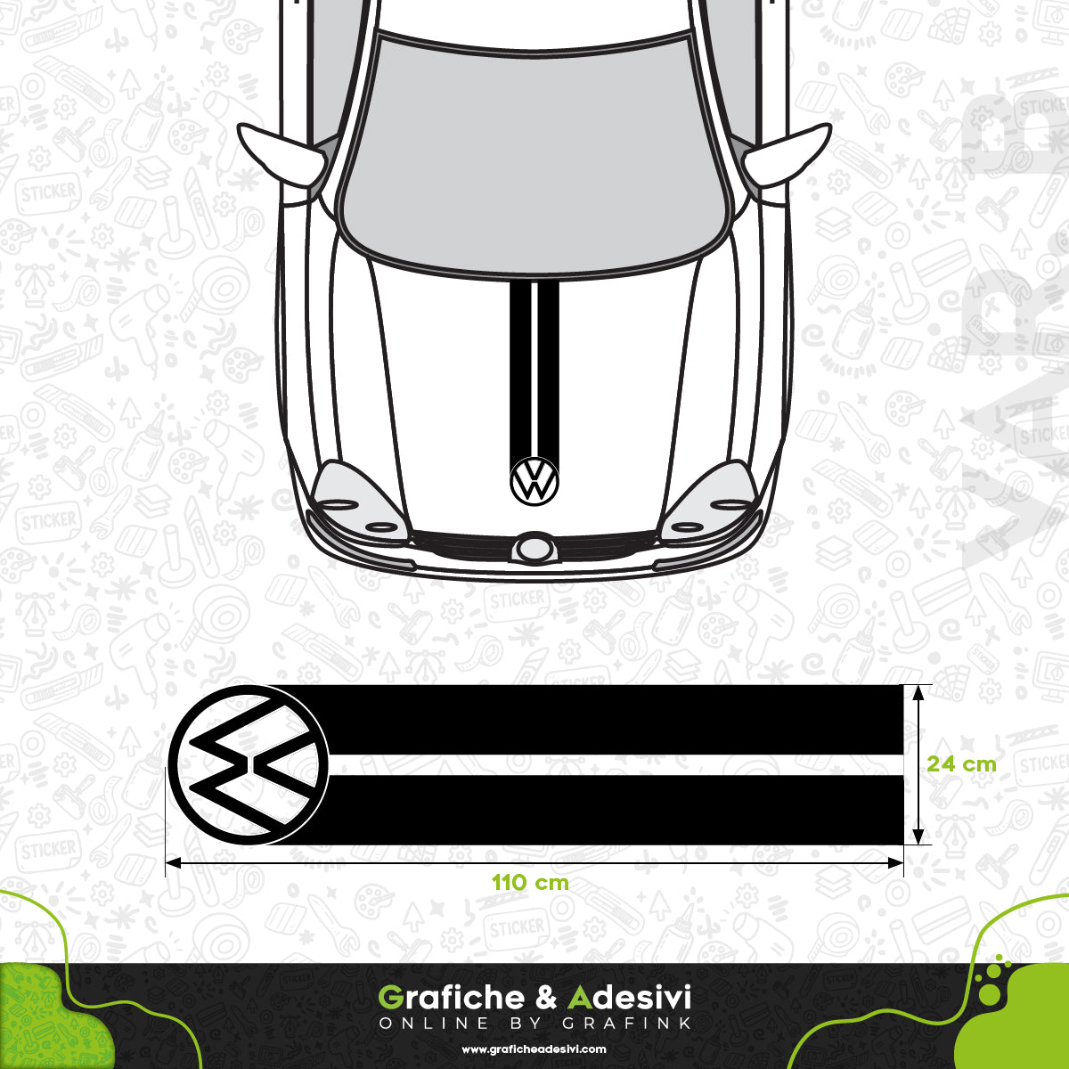 Volkswagen VW - Fascia Striscia Cofano