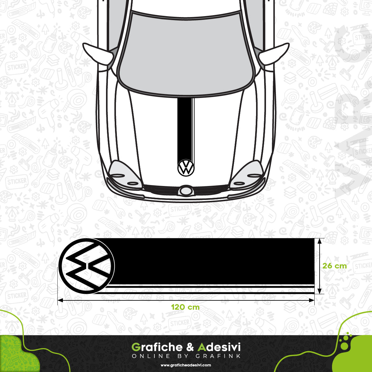 Volkswagen VW - Fascia Striscia Cofano